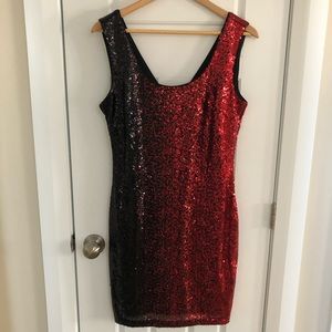 Guess Red & Black Sequin Dress
